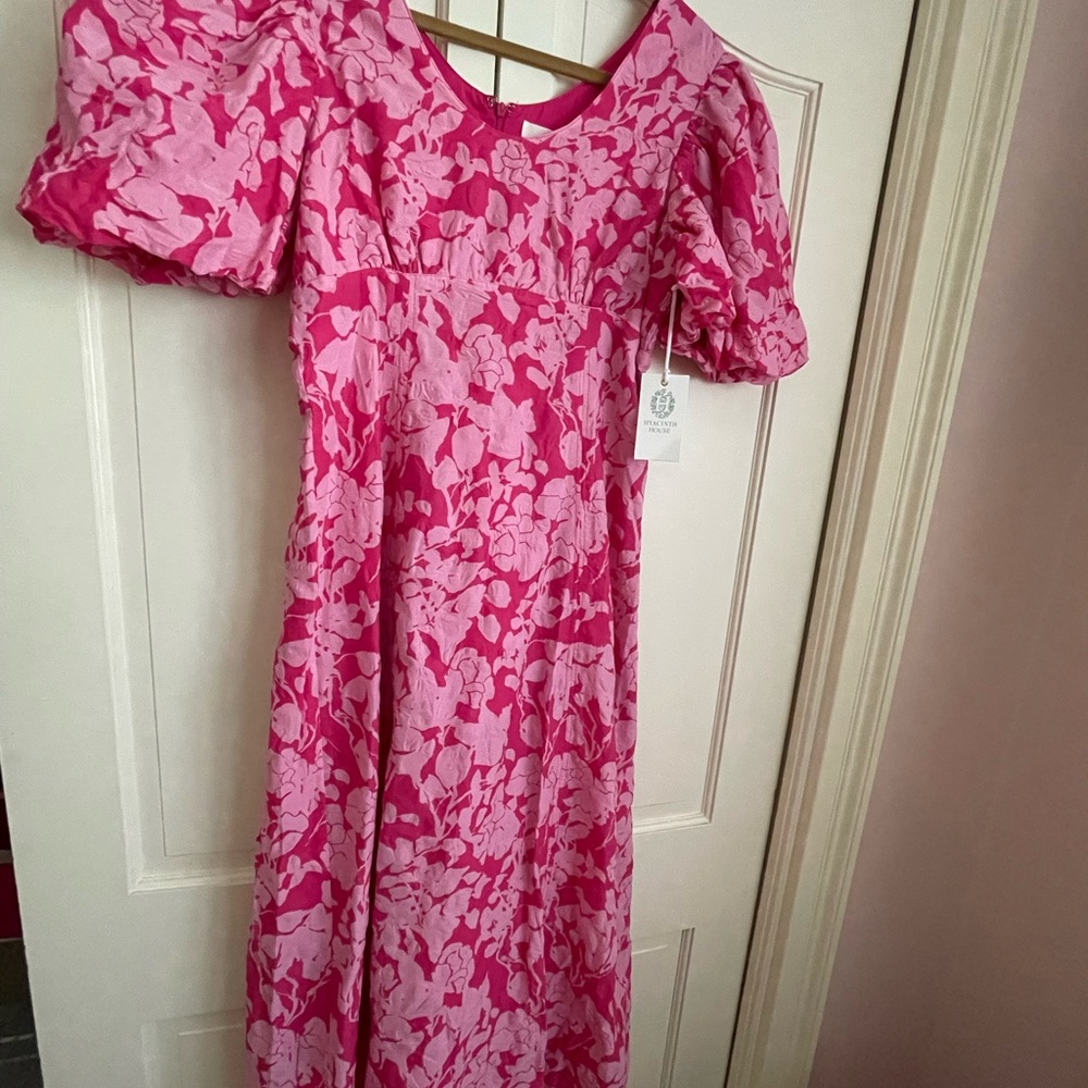 Pink Floral Midi Dress